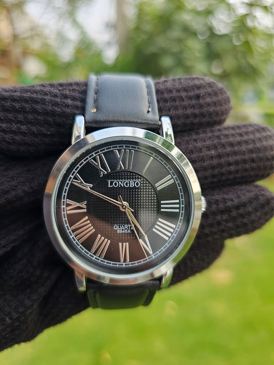 LongBo Black Leather Strap